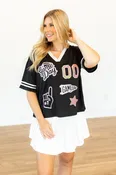 Gameday Black Jersey With Iridescent Sequin