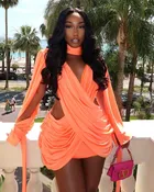 Athena Orange Cutout Drape Mini Dress