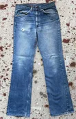 1970’s Levi’s USA 517 Transitional Tag Super Wash Talon 42 Zipper Denim Jeans Orange Tab (JYJ0326-151)