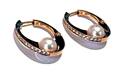 EARRING 471 - White Cultured Pearls and Diamonds in 18kt Rose Gold