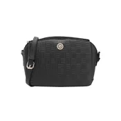 Wholesale Anne Klein Tile Lion Logo Embossed Triple Compartment Crossbody Black One Size