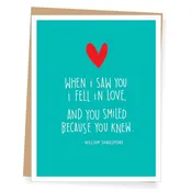 When I Saw You William Shakespeare Quote Love/Anniversary Card