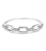 .925 Sterling Silver Diamond Accent Paperclip Band Ring