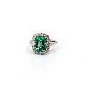 Colombian Green Emerald and Diamond Ring