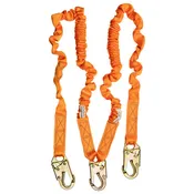 4.5'–6' Double Leg Stretch Lanyard – 3 Snap Hooks