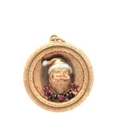 14kt.Yellow Gold Vintage Santa Charm/Pendant, set with rubies and sapphires — Multipearl