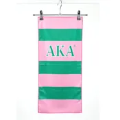 AKA Pink and Green Microfiber Stripe Hand Towel