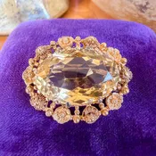 Antique Citrine Cannetille Pin