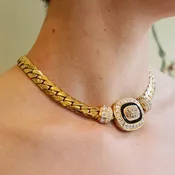Vintage Gold Tone Choker with Rhinestones