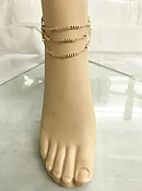 Anklet  3 Row Chain W/ Beads