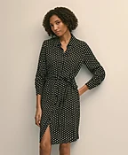 Belted Dot-Print Shirt Dress