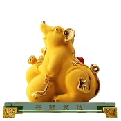 2026 Chinese Zodiac Rat Year Golden Resin Collectible Figurines Table Decor Statue Large