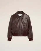 Blouson bordeaux en cuir d'agneau