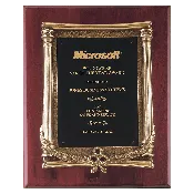 10 1/2" x 13" Rosewood Piano Finish Plaque, Antique Bronze Frame Casting, Black Brass Plate