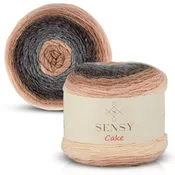 Sensy Cake Yarn – Blush Taupe Gray Gradient Yarn, Self-Striping Acrylic, 525 Yards, #3 Lightweight