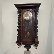 Antique European Walnut Wall Clock with Laurel Face #382