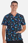 Men's Doodle Ears Print Scrub Top