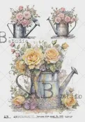 A3 Large Watering Can Decoupage Rice Paper AB 4113 for Farmhouse Crafts, Scrapbooking, Junk Journals, DIY Spring Decor and Mixed Media
