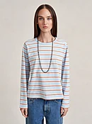 Long Sleeve Boyfriend Tee in Striped Blue \u0026 Orange