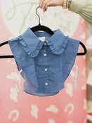Ruffle denim bib collar
