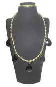 5 Teardrop Black Stone Gold Necklace