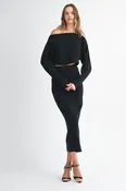 2pc set- Crop Knit Top & Midi Skirt