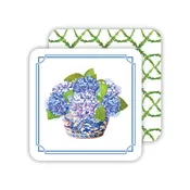 Tom Tom Handpainted Blue Hydrangeas in Basket Paper Coaster