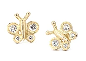 14 kt and Diamond Butterfly Studs (Large or Small)