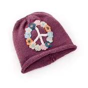 Knit Peace Baby Hat - Purple