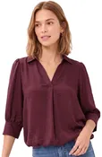 3/4 Sleeve Hi Lo Bubble Hem Blouse