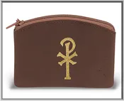 Brown Calf Grain Vinyl Rosary Pouch