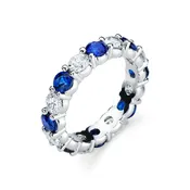 14K Blue Sapphire (2.50ct) & Diamond (2.00ct) Eternity Band