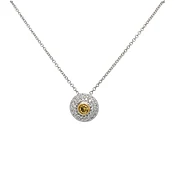 0.13 Carat Fancy Yellow Diamond Halo Pendant