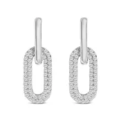 10K Gold 1/2 Cttw Lab Grown Diamond Dangling Paperclip Drop Earrings