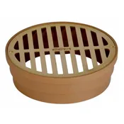 NDS 918B - 6" Satin Brass Round Grate with Styrene Collar