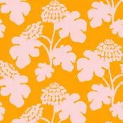 Casia Flowers Fabric - Marigold/Soft Pink
