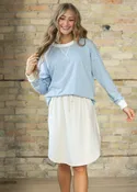 Cornflower Blue Mini Striped Crewneck Sweater