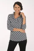 Black Chain Links UPF50+ Ruffle Neck Top