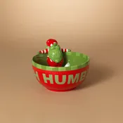 10 Inch Dolomite Bah Humbug Holiday Gnome Bowl