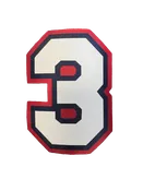 4" White on Navy on Red Umpire Twill Numbers