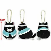 Amuse:Black Cat Higemanjyu Wearing Japanese Haroi Mini Plush Keychain-Japan Imports