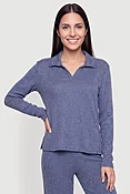 Brushed Knit Johnny Collar Long Sleeve Top