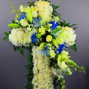 Holy Cross Standing Easel – White & Blue- 24"
