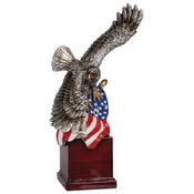10- 1-4" Handpainted Eagle Trophy with Flag on Resin Base