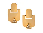 14K Yellow Gold and Diamond Tag Earrings