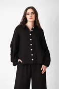 Black Buckley Embroidered Linen Shirt