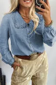 Denim Made Classic Ruffled Collar Denim Top