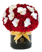 50 roses and orchids in a fancy luxury box