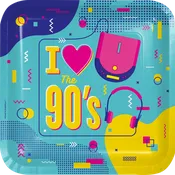 90's Theme Square  Party Dessert Plate (16ct)
