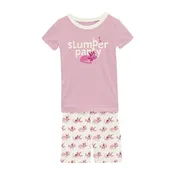 2 Piece Pajama Set (Short Sleeve) - Natural Axolotl Party with Graphic Top